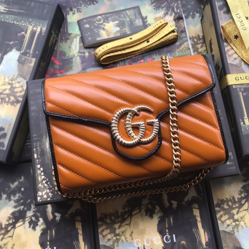 Gucci Mini Matelasse GG Marmont Torchon Diagonal Chain Wallet w/ Tags