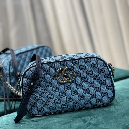 Gucci Small Diagonal GG Marmont Matelasse Shoulder Bag