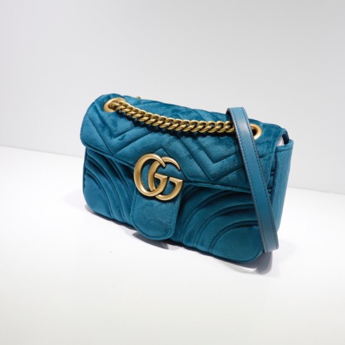 Gucci Velvet Matelasse Small GG Marmont Shoulder Bag