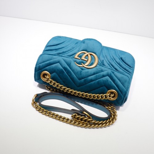 Gucci Velvet Matelasse Small GG Marmont Shoulder Bag