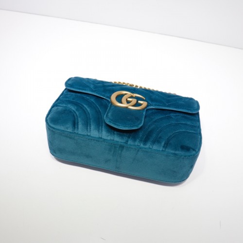 Gucci Velvet Matelasse Small GG Marmont Shoulder Bag