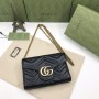 Gucci Calfskin Matelasse GG Marmont Chain Wallet Black