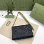 Gucci Calfskin Matelasse GG Marmont Chain Wallet Black