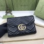 Gucci Calfskin Matelasse GG Marmont Chain Wallet Black