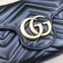 Gucci Calfskin Matelasse GG Marmont Chain Wallet Black