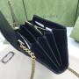 Gucci Calfskin Matelasse GG Marmont Chain Wallet Black