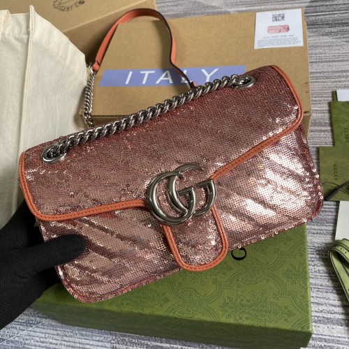 Gucci Matelassé Sequin Small GG Marmont Shoulder Bag