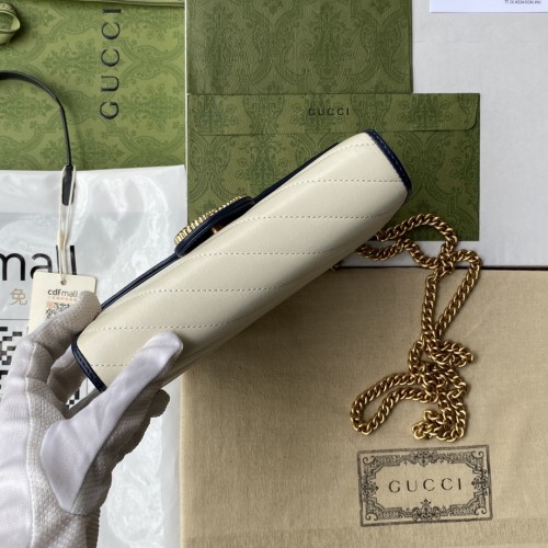 Gucci Vintage Effect Matelasse Diagonal Torchon GG Marmont Chain Wallet