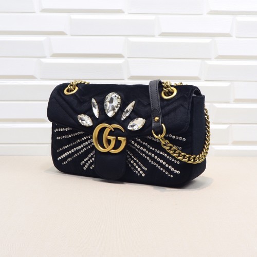 Gucci GG Marmont Velvet Matelassé Small Shoulder Bag