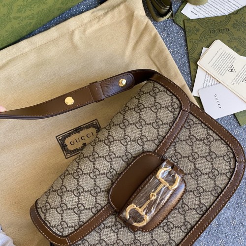 Gucci GG Supreme 1955 Horsebit Shoulder Bag