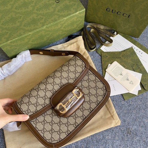 Gucci GG Supreme 1955 Horsebit Shoulder Bag