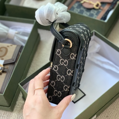 Gucci GG Denim Mini 1955 Horsebit Crossbody Bag