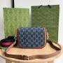 Gucci GG Denim Mini 1955 Horsebit Shoulder Bag