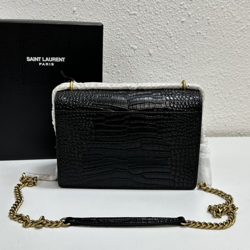 Saint Laurent Crocodile Embossed Medium Monogram Sunset