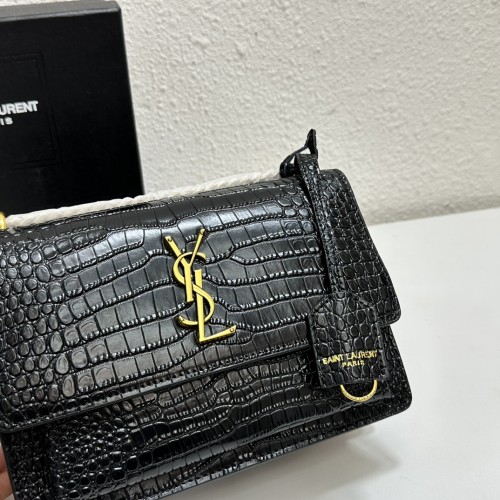 Saint Laurent Crocodile Embossed Medium Monogram Sunset