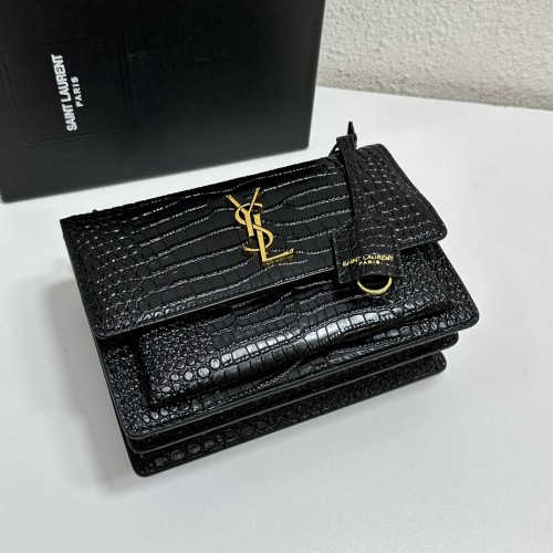 Saint Laurent Crocodile Embossed Medium Monogram Sunset