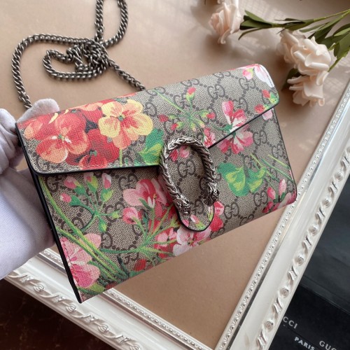 Gucci GG Supreme Blooms Mini Dionysus Wallet On Chain