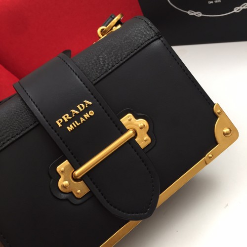 Prada Saffiano-Trimmed City Calf Cahier Bag