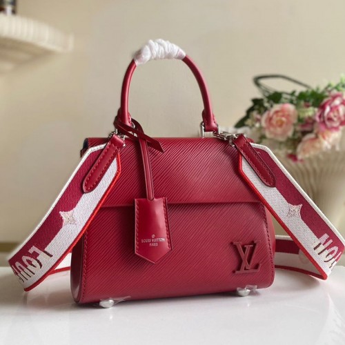 M58928 LV Cluny Mini Dark Red Leather Tote Shoulder Messenger Bag