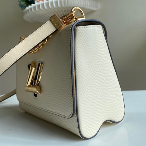 LV M59402 Twist MM White leather shoulder bag handbag