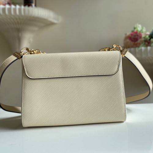 LV M59402 Twist MM White leather shoulder bag handbag