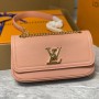 M22303 LockMe Chain Bag East West Pink delicate calfskin shoulder bag