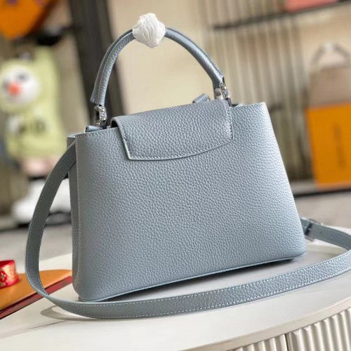 M94517 Louis Vuitton Calfskin Gray Blue Handle Crossbody Bag Capucines BB