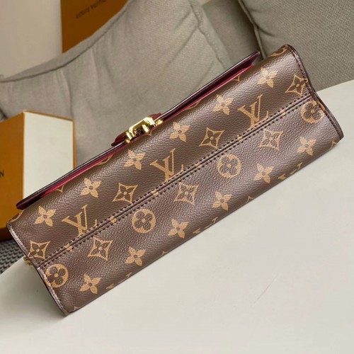 M41732 Louis Vuitton Classic Canvas Calfskin Wine Red Shoulder Handbag