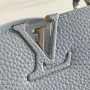 M94517 Louis Vuitton Calfskin Gray Blue Handle Crossbody Bag Capucines BB