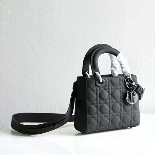 Dior Women Small Lady Dior Bag Black Ultramatte Cannage Calfskin