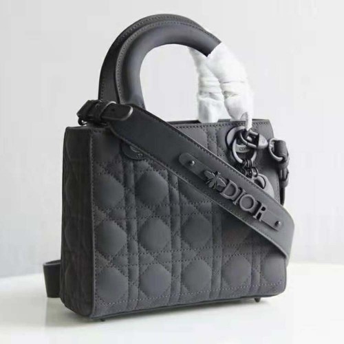 Dior Women Small Lady Dior Bag Black Ultramatte Cannage Calfskin