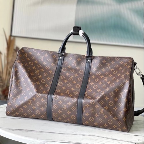 Louis Vuitton Monogram Macassar Keepall Bandouliere 55 M56714