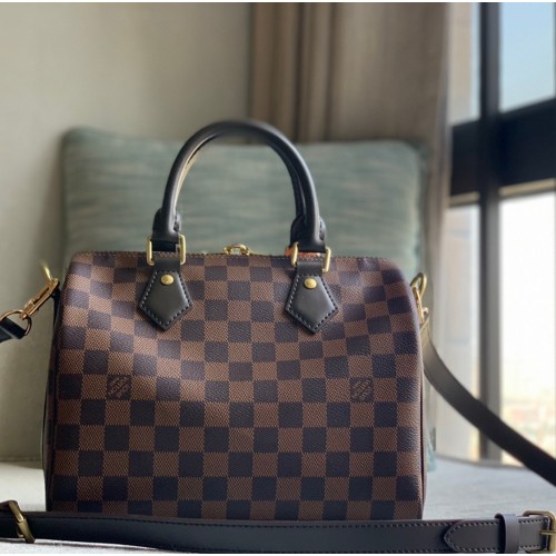 Louis Vuitton Damier Ebene Speedy 25cm with shoulder strap bandouliere N41368