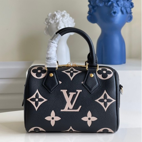 Louis Vuitton Monogram Empreinte Speedy Bandouliere 20 M58953-black-beige