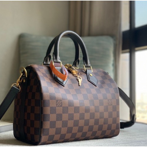 Louis Vuitton Damier Ebene Speedy 25cm with shoulder strap bandouliere N41368