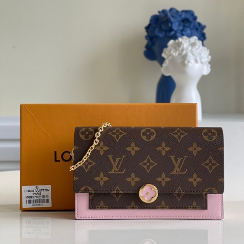 Louis Vuitton Monogram Canvas Flore Chain Wallet Rose Ballerine M67405