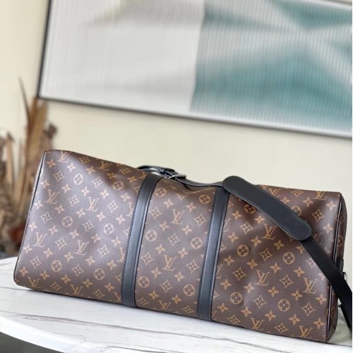 Louis Vuitton Monogram Macassar Keepall Bandouliere 55 M56714