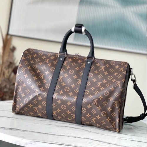 Louis Vuitton Monogram Macassar Keepall Bandouliere 45 M56711