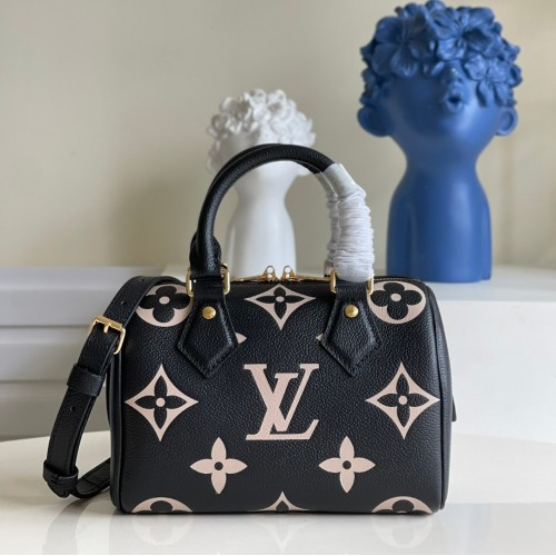 Louis Vuitton Monogram Empreinte Speedy Bandouliere 20 M58953-black-beige