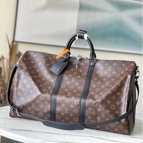 Louis Vuitton Monogram Macassar Keepall Bandouliere 55 M56714