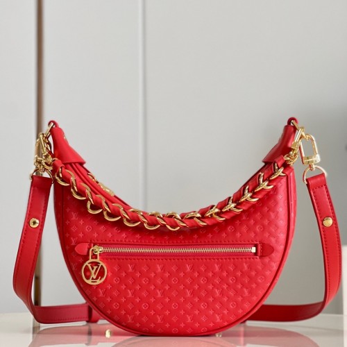 M22594 LoopPea Bag Tote Messenger Bag in Red Calfskin