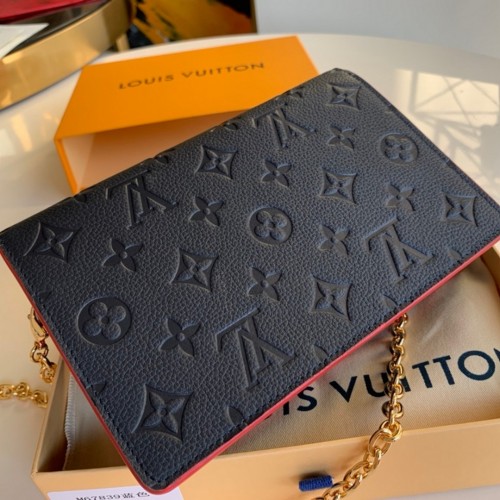 Louis Vuitton Monogram Empreinte Leather Vavin Chain Wallet M67839-navy-blue