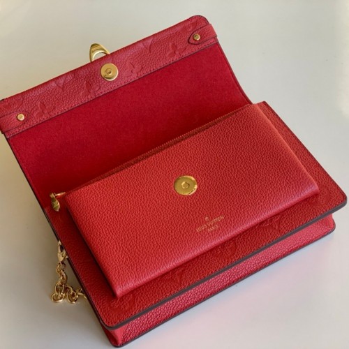 Louis Vuitton Monogram Empreinte Leather Vavin Chain Wallet M67839-red