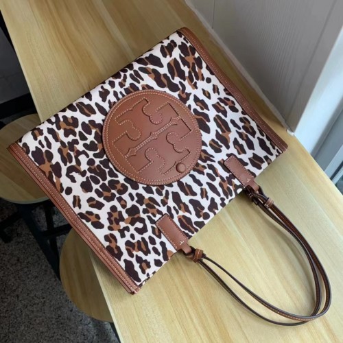 Tory Burch ELLA Leopard Canvas Small Tote