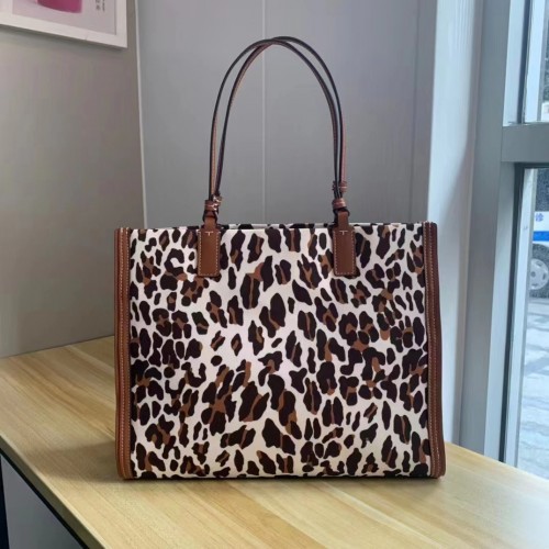 Tory Burch ELLA Leopard Canvas Small Tote