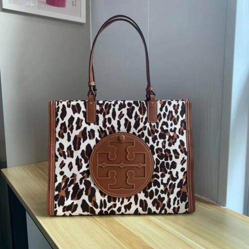 Tory Burch ELLA Leopard Canvas Small Tote