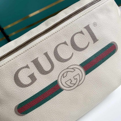 Gucci Grained Calfskin Logo Belt Bag White - Large