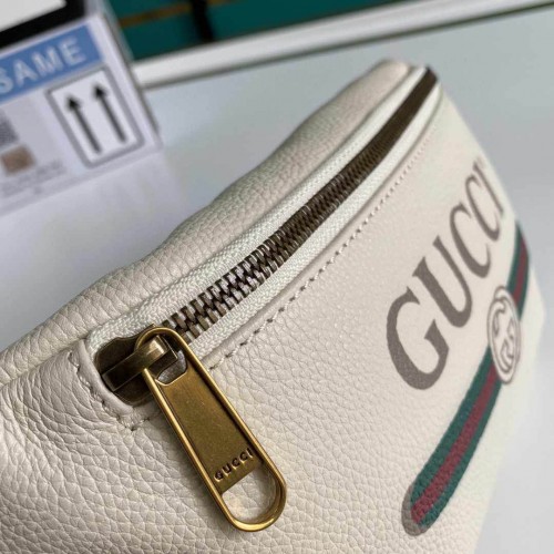 Gucci Grained Calfskin Logo Belt Bag White - Small