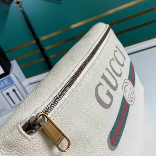 Gucci Grained Calfskin Logo Belt Bag White - Large