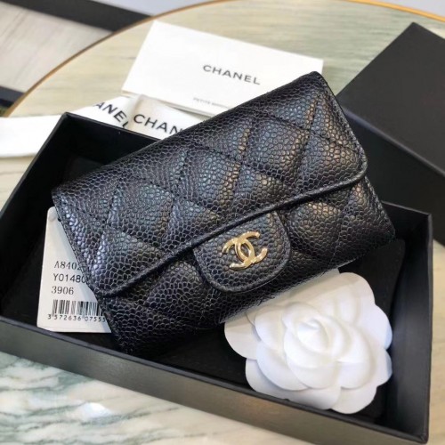 *Superior* Chanel Caviar Quilted Flap Card Holder Wallet